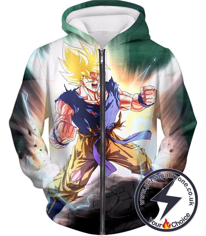 Dragon Ball Super Favourite Hero Goku Super Saiyan 2 Ultimate Anime Action Zip Up Hoodie